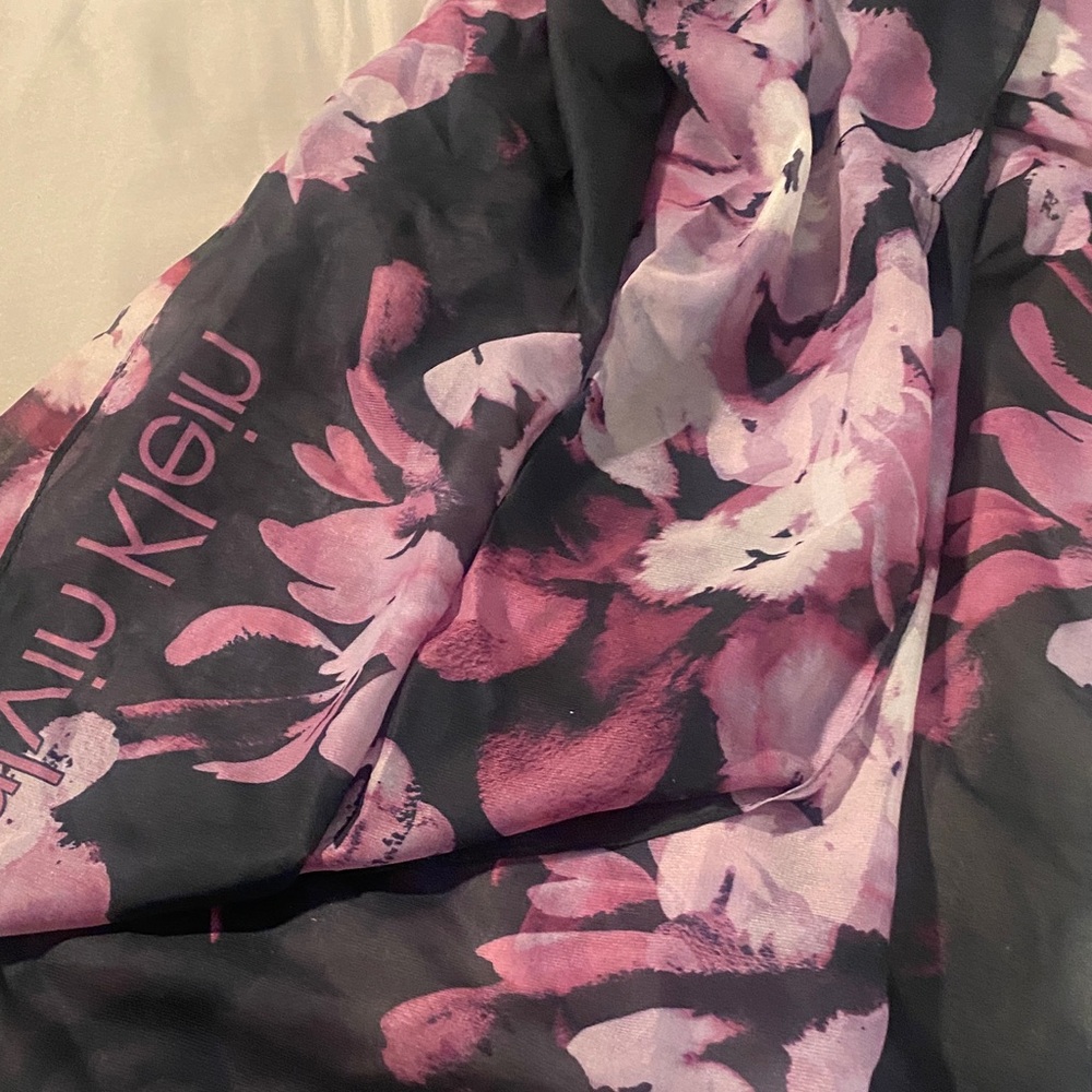 Calvin Klein Pink and Black Floral Scarf
